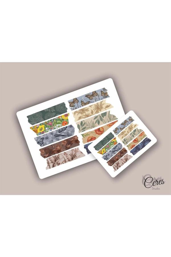 Washi Tape | Renkli - Eğlenceli - Nostaljik - Retro | Etiket Sticker (1 SAYFA) - Image 1