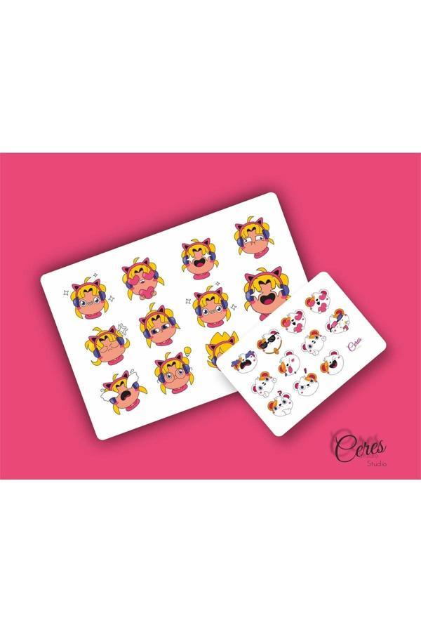 Anime Emoji Set 22 Adet Etiket 2 Sayfa 9x13cm - Image 1