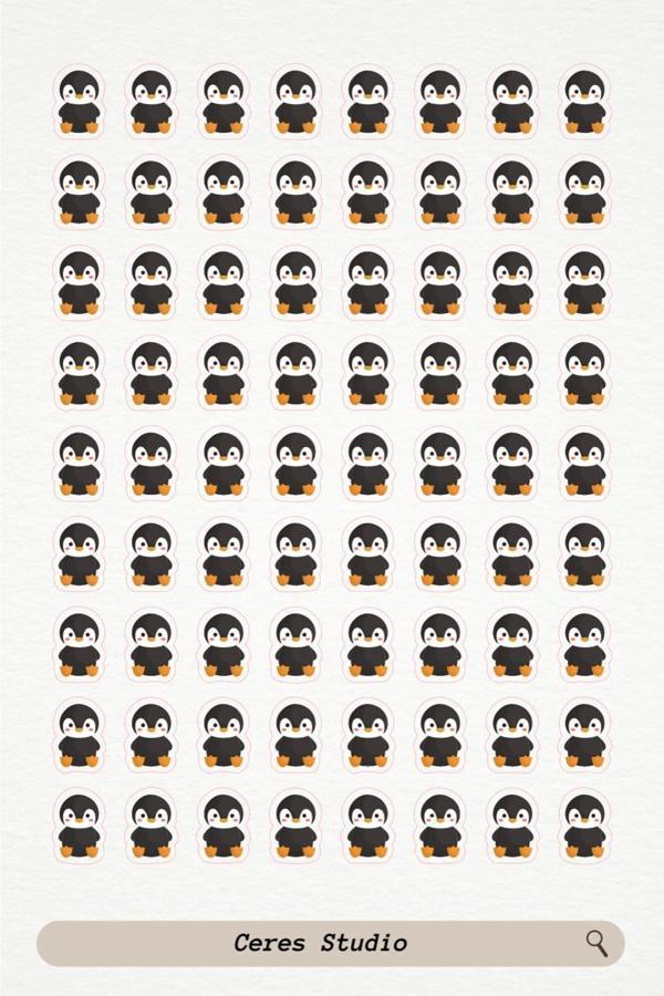 Penguen Pingu Sticker Etiket 3 Sayfa 216 Adet Etiket - Penguen Penguin - Image 1