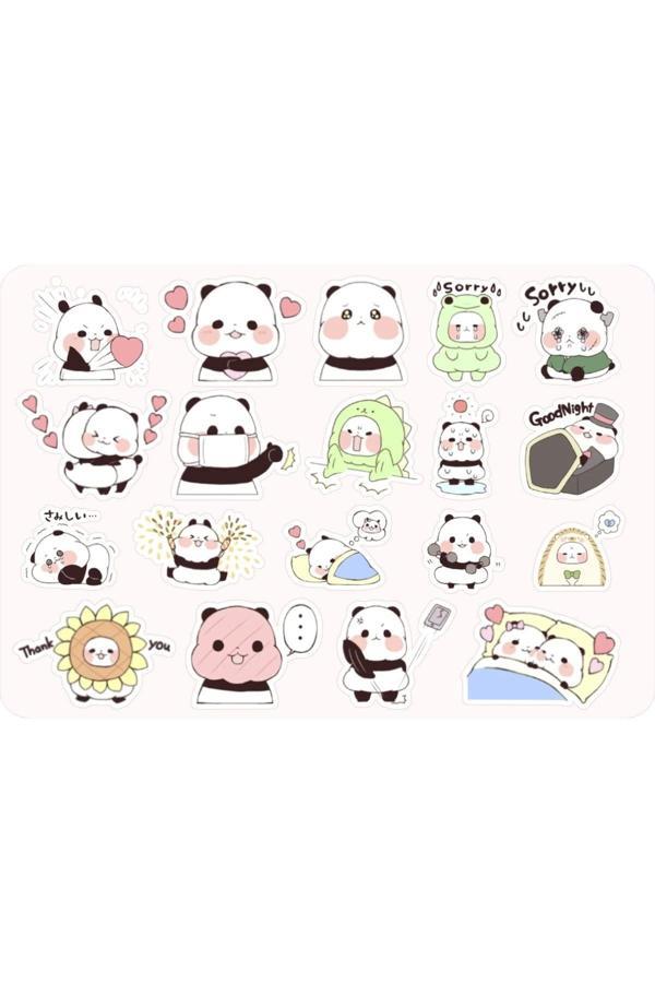 Anime Panda Sticker Etiket 2 Sayfa 32 Adet Etiket - Panda - Image 1