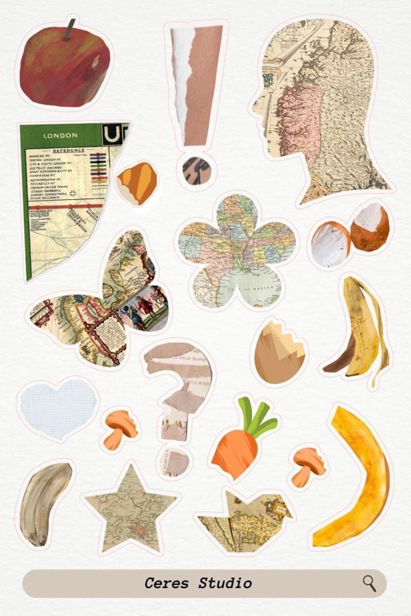 Scrapbook Bullet Journal Için Tema Sticker Etiket 2 Sayfa 57 Adet Etiket - Image 1