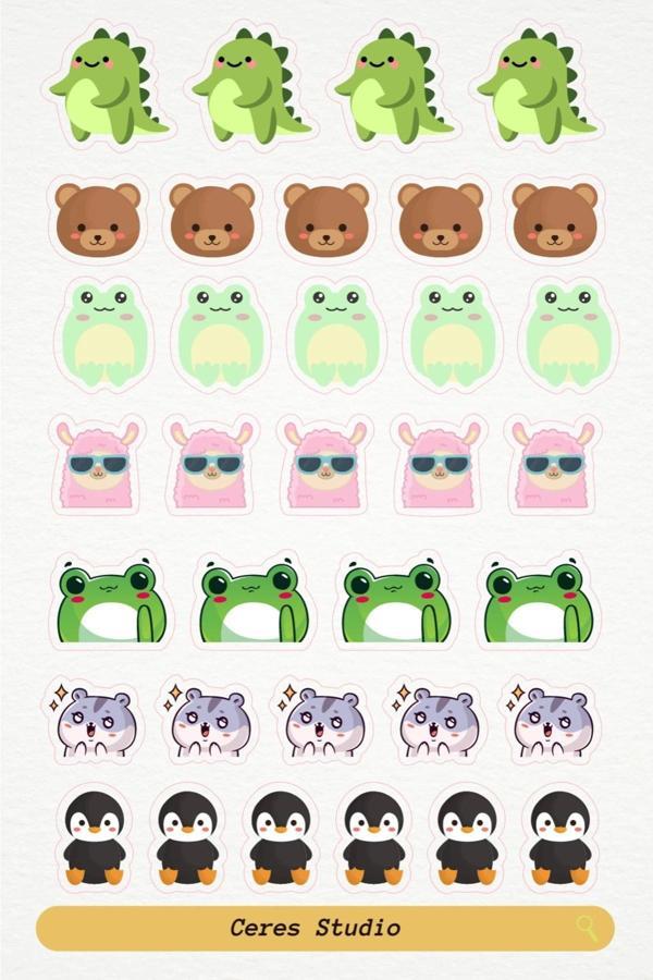 Mini Animal Minik Hayvan Figürleri Tema Sticker Etiket 34 Adet Etiket - Image 1
