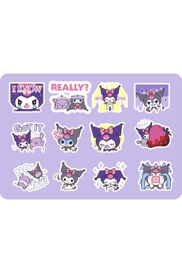 Kuromi Sanrio Hello Kitty Sticker Etiket 2 Sayfa 25 Adet Etiket - Image 1