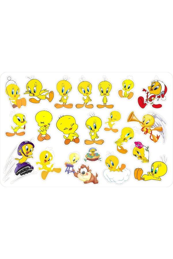 Tweety Sticker Etiket 2 Aynı Sayfa Toplam 42 Adet Etiket (A6) - Image 1
