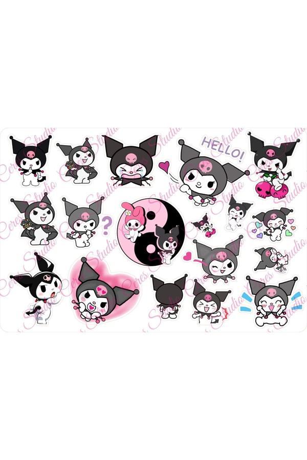 Kuromi Sanrio Sticker 2cm Ile 5cm Arası 18 Adet Etiket - Image 1