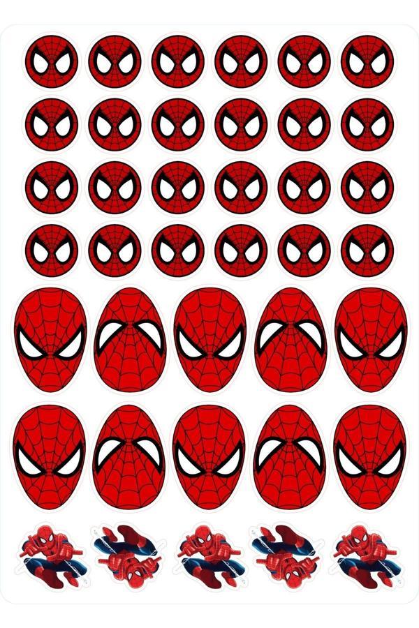 Spiderman Mask Sticker Etiket - 13x18cm Tek Sayfa 39 Adet Etiket - Image 1