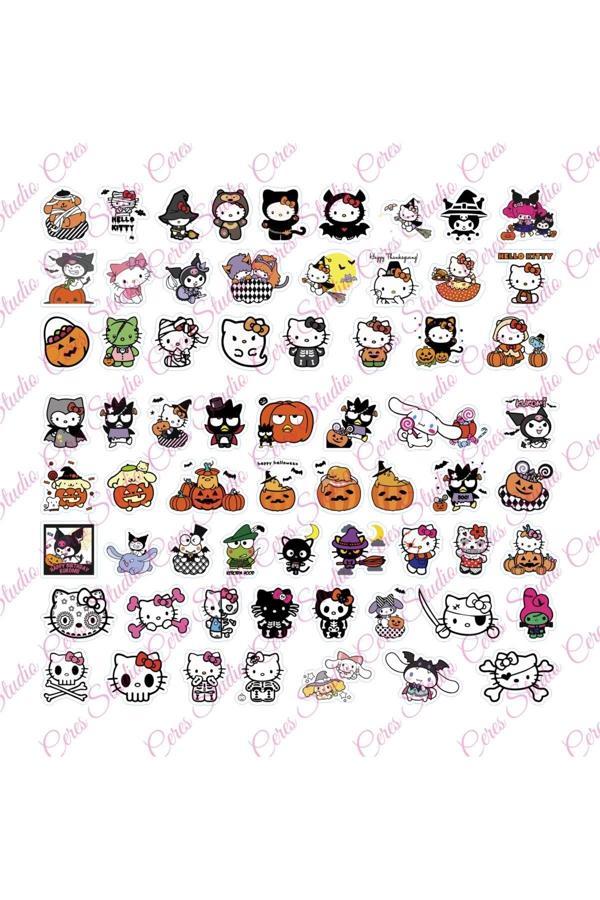 Sanrio Hello Kitty Halloween Sticker Etiket 2 Sayfa 65 Adet Etiket - Image 1