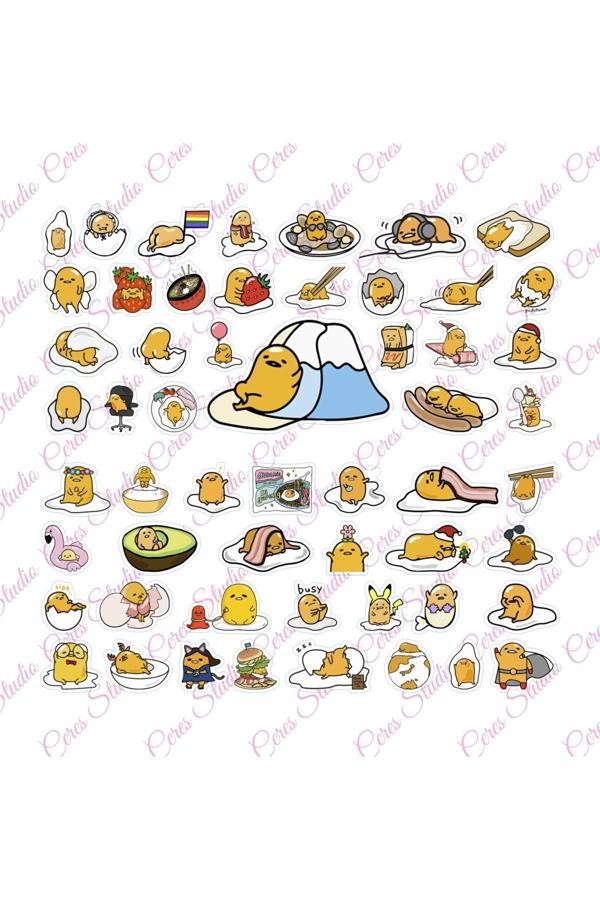 Gudetama Sanrio Hello Kitty Sticker Etiket 2 Sayfa 55 Adet Etiket - Image 1