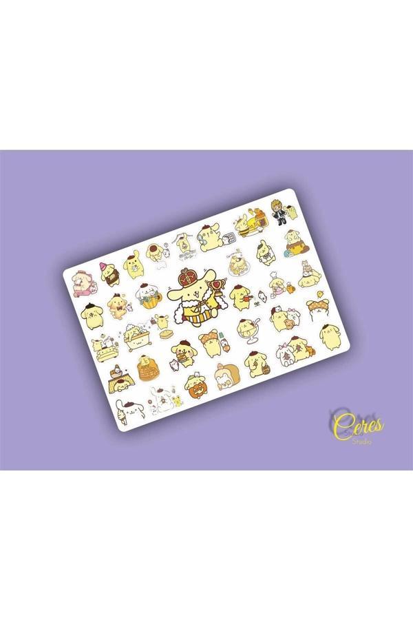 Pompompurin Sanrio Hello Kitty Sticker Etiket 1 Sayfa 35 Adet Etiket - Image 1