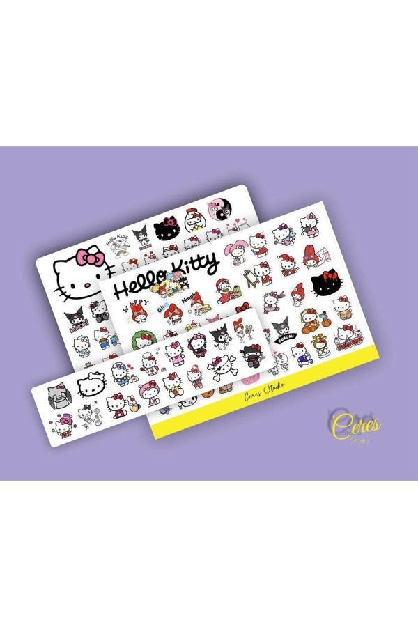 Sanrio Hello Kitty Kuromi Melody Sticker Etiket 3 Sayfa 93 Adet Etiket - Image 1