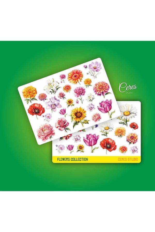 Çiçekler Sticker Set 2 Syf 42 Etiket Planlayıcı Bullet Journal Telefon için Uygundur. - Image 1