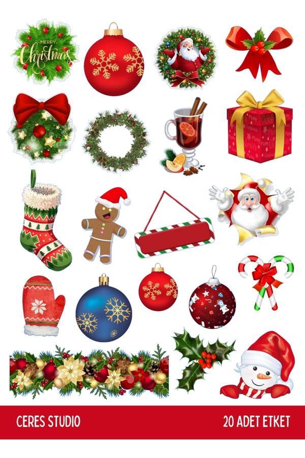 Yılbaşı Sticker Seti Merry Christmas Noel Winter 2 Sayfa 38 Adet Etiket - Image 1