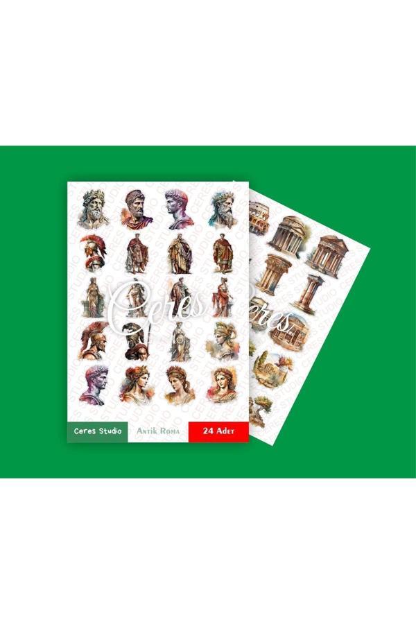 İtalya Antik Roma Tema Sticker Set Ancient Rome 2 Sayfa 39 Adet Etiket Planlayıcı Bullet Journal - Image 1