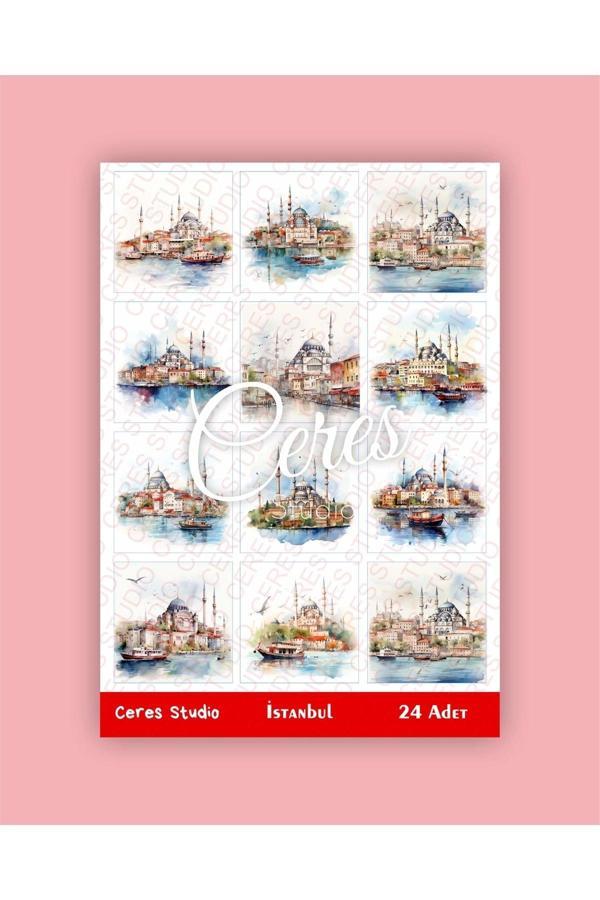 İstanbul Temalı Sticker Set 2 Sayfa 24 Adet Etiket Planlayıcı Bullet Journal - Image 1