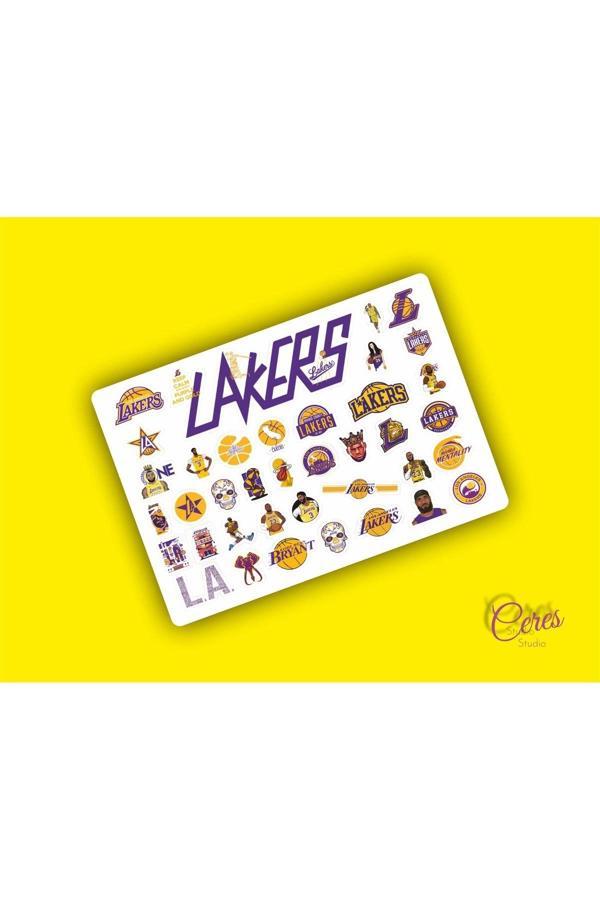 Lakers - Kobe Byrant Temalı Nba Sticker Etiket 2 Sayfa 68 Adet Etiket - Image 1