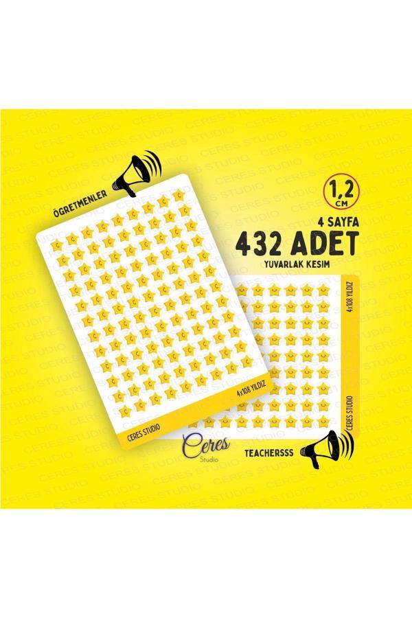 Öğretmenler Için Yıldız Etiketi Star Sticker 4 Sayfa 432 Adet 1,2cm Ebat - Image 1