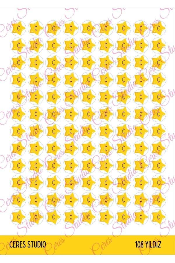 Öğretmenler Için Yıldız Etiketi Star Sticker 1 Sayfa 108 Adet 1,2cm Ebat - Image 1