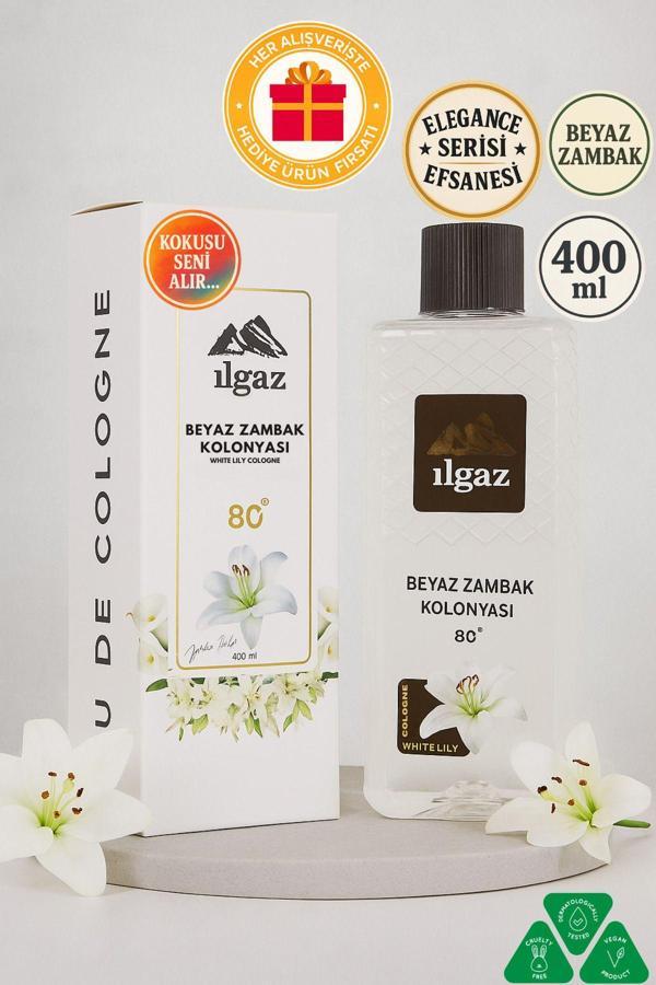 Ilgaz Beyaz Zambak Kolonyası 80 Derece 400 Ml | Elegance Series - Image 1