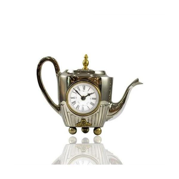 Lamedore Demlik Gümüş Antik Gold Küçük Masa Saati 15x8x18 cm - Image 1