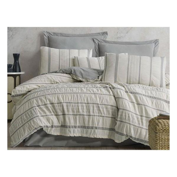 Zebra Casa Natıve Serıes Moena Gri-Grey Naturel Nevresim Takımı - Image 1