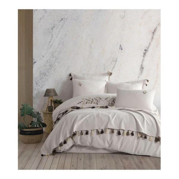 Zebra Casa Toscana Nakışlı Pike Seti Bej Çift Kişilik - Image 1