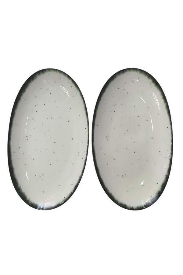 Güral Porselen Elıps 2 Parça 25 Cm Kayık Tabak Siyah - Image 1