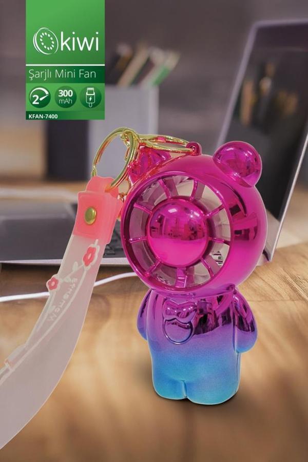 Kiwi KFAN-7400 Şarjlı Portatif Taşınabilir Ultra Sessiz Mini Fan Pembe - Image 1