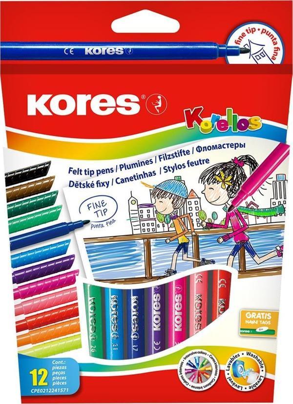 KORES KEÇELİ KALEM KORELLOS 12 RENK - Image 1
