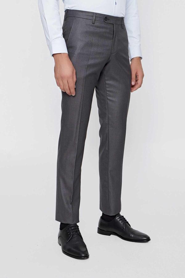  Erkek Antrasit Slim Fit Desenli Dar Kesim Pantolon - Image 1