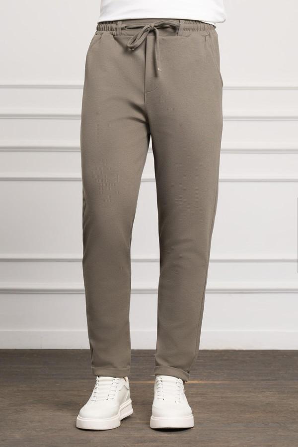  Erkek Haki Slim Fit  Lastikli Jogger Pantolon - Image 1