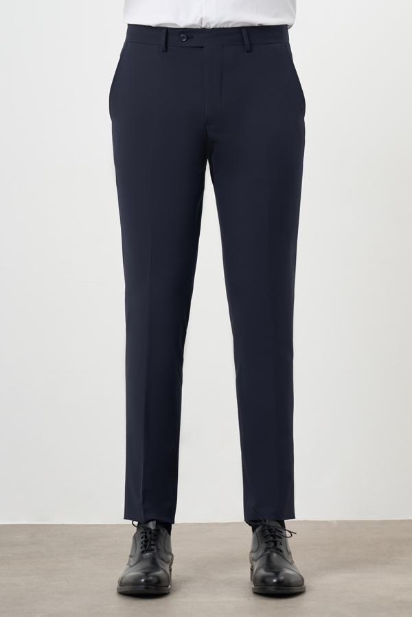  Erkek Lacivert Basic Liam Dynamic Fit Classic Pantolon - Image 1