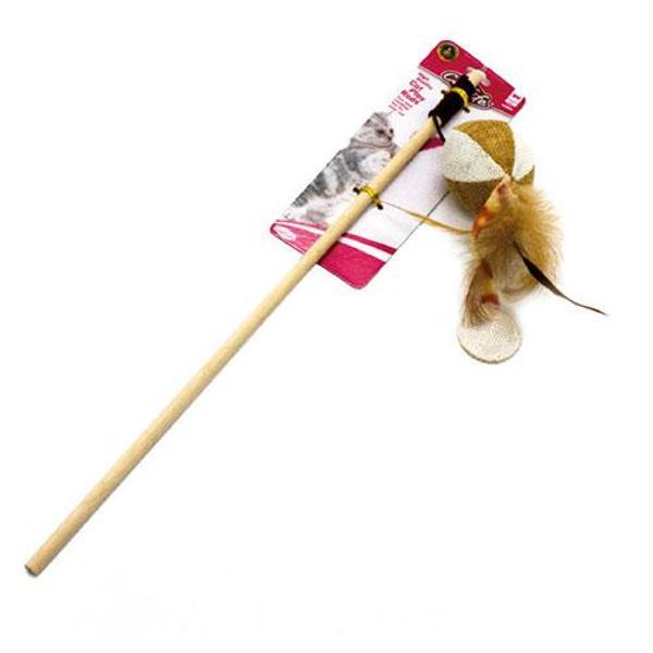 Catlife Naturel Tüylü Top Zilli Kedi Oltası 33 Cm - Image 1