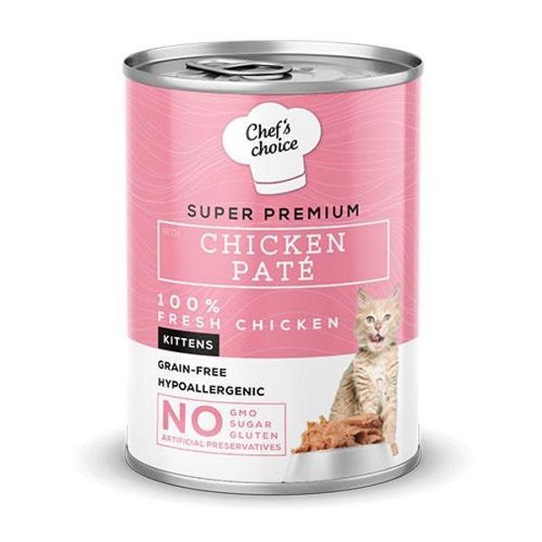 Chefs Choice Pate Chicken Kitten Tavuklu Tahılsız Yavru Kedi Konservesi 12 Adet 400 Gr - Image 1