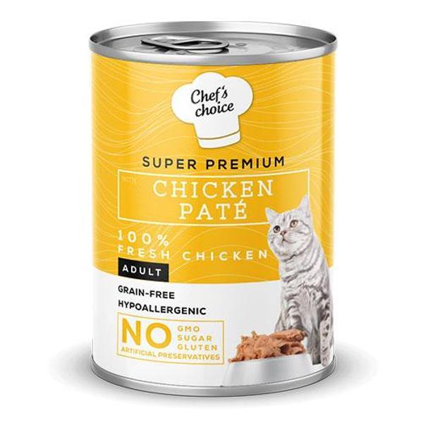 Chefs Choice Pate Chicken Tavuklu Tahılsız Ezme Yetişkin Kedi Konservesi 12 Adet 400 Gr - Image 1