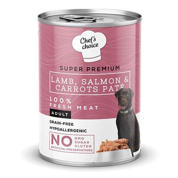 Chefs Choice Pate Kuzulu ve Somonlu Tahılsız Yetişkin Köpek Konservesi 12 Adet 400 Gr - Image 1