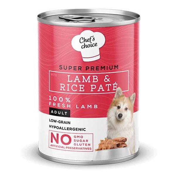 Chefs Choice Pate Lamb Rice Kuzulu Pirinçli Yetişkin Köpek Konservesi 12 Adet 400 Gr - Image 1