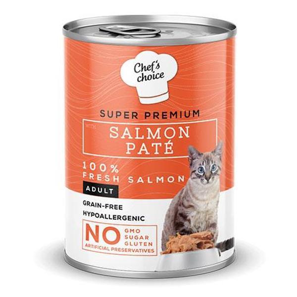 Chefs Choice Pate Somonlu Tahılsız Yetişkin Kedi Konservesi 6 Adet 400 Gr - Image 1