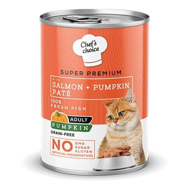 Chefs Choice Pumpkin Pate Somonlu Balkabaklı Tahılsız Yetişkin Kedi Konservesi 12 Adet 400 Gr - Image 1
