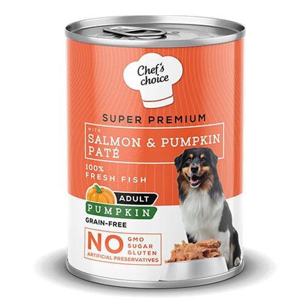 Chefs Choice Pumpkin Pate Somonlu Balkabaklı Tahılsız Yetişkin Köpek Konservesi 12 Adet 400 Gr - Image 1