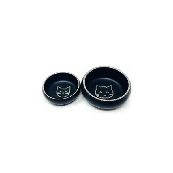 EuroDog Lazer İşlemeli Siyah Çelik Kedi Mama Su Kabı 12 Cm - Image 1