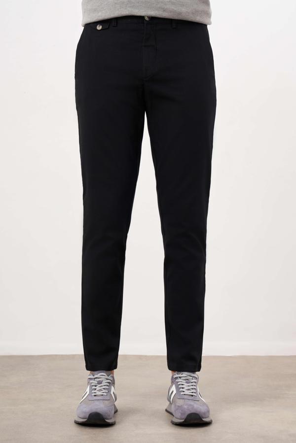  Erkek Siyah Yazlık Pamuk Yan Cep Slim Fit Chino Pantolon - Image 1