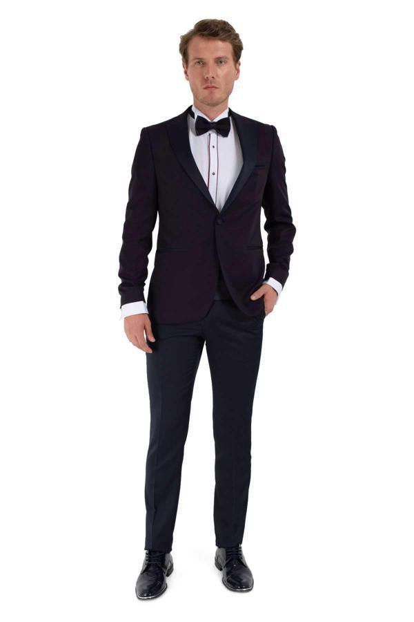  Erkek KOYU LACİVERT Broadway Slim Fit Damatlık Takım Elbise - Image 1