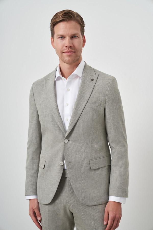  Erkek Yeşil Trend Poliviskon Slim Fit Sivri Yaka Takım Elbise - Image 1