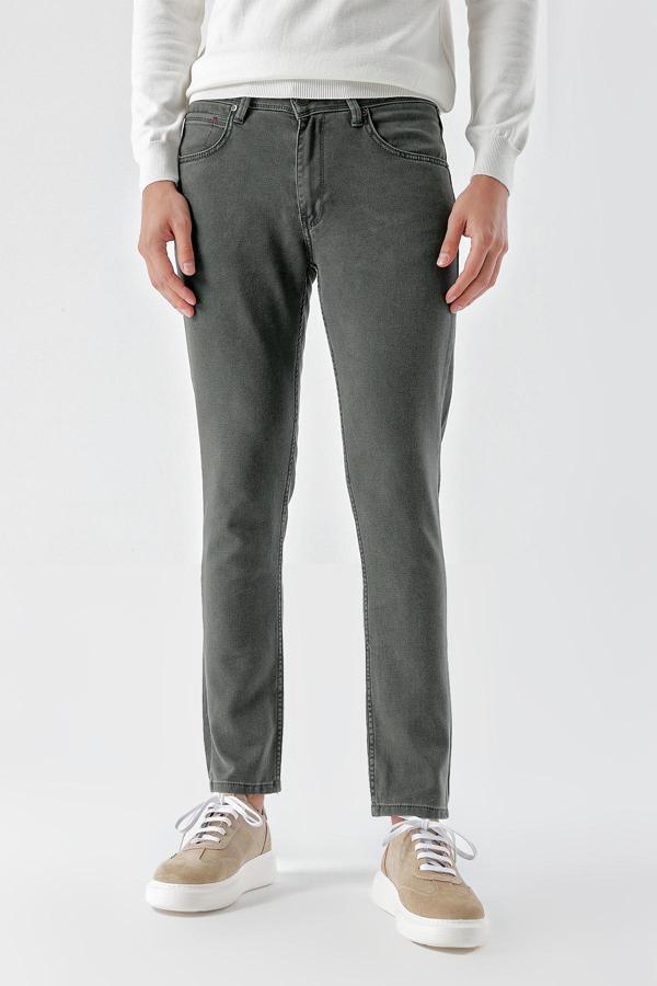  Erkek Haki Mevsimlik Pamuk 5 Cep Slim Fit Jean Pantolon - Image 1