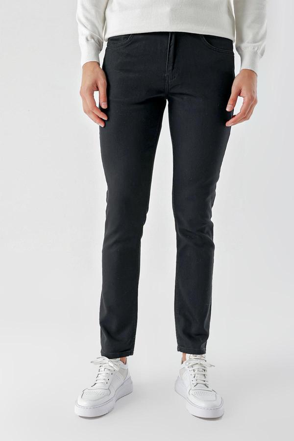  Erkek Siyah Mevsimlik Pamuk 5 Cep Slim Fit Jean Pantolon - Image 1