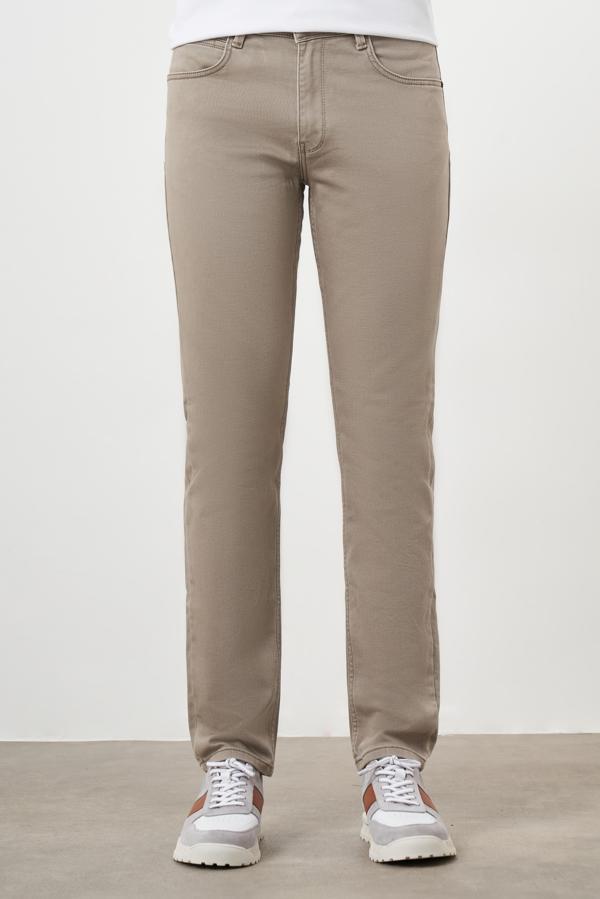  Erkek Bej Mevsimlik Pamuk 5 Cep Dynamic Fit Jean Pantolon - Image 1