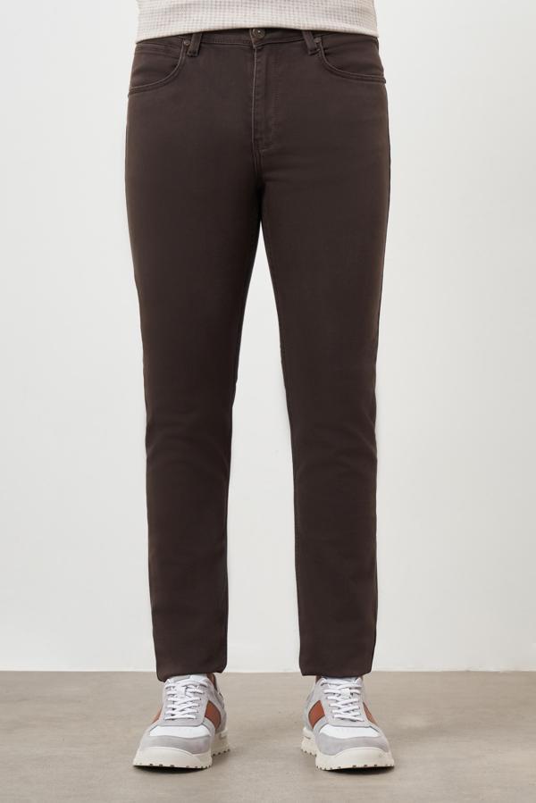  Erkek KAHVE Mevsimlik Pamuk 5 Cep Dynamic Fit Jean Pantolon - Image 1