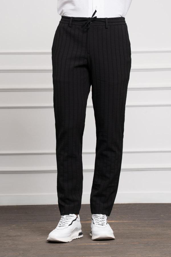  Erkek Siyah Poliviskon Jogger Dynamic Fit Rahat Kesim Pantolon - Image 1