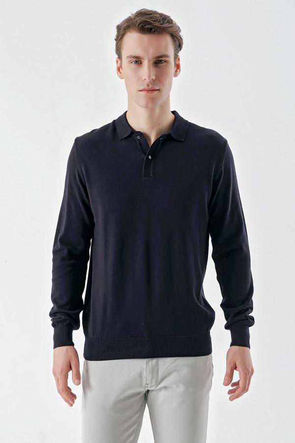  Erkek Marine Basic Polo Yaka Dynamic Fit Rahat Kesim Triko - Image 1
