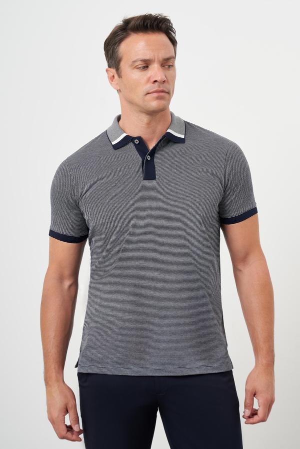  Erkek Lacivert Trend Polo Yaka Dynamic Fit T-Shirt - Image 1